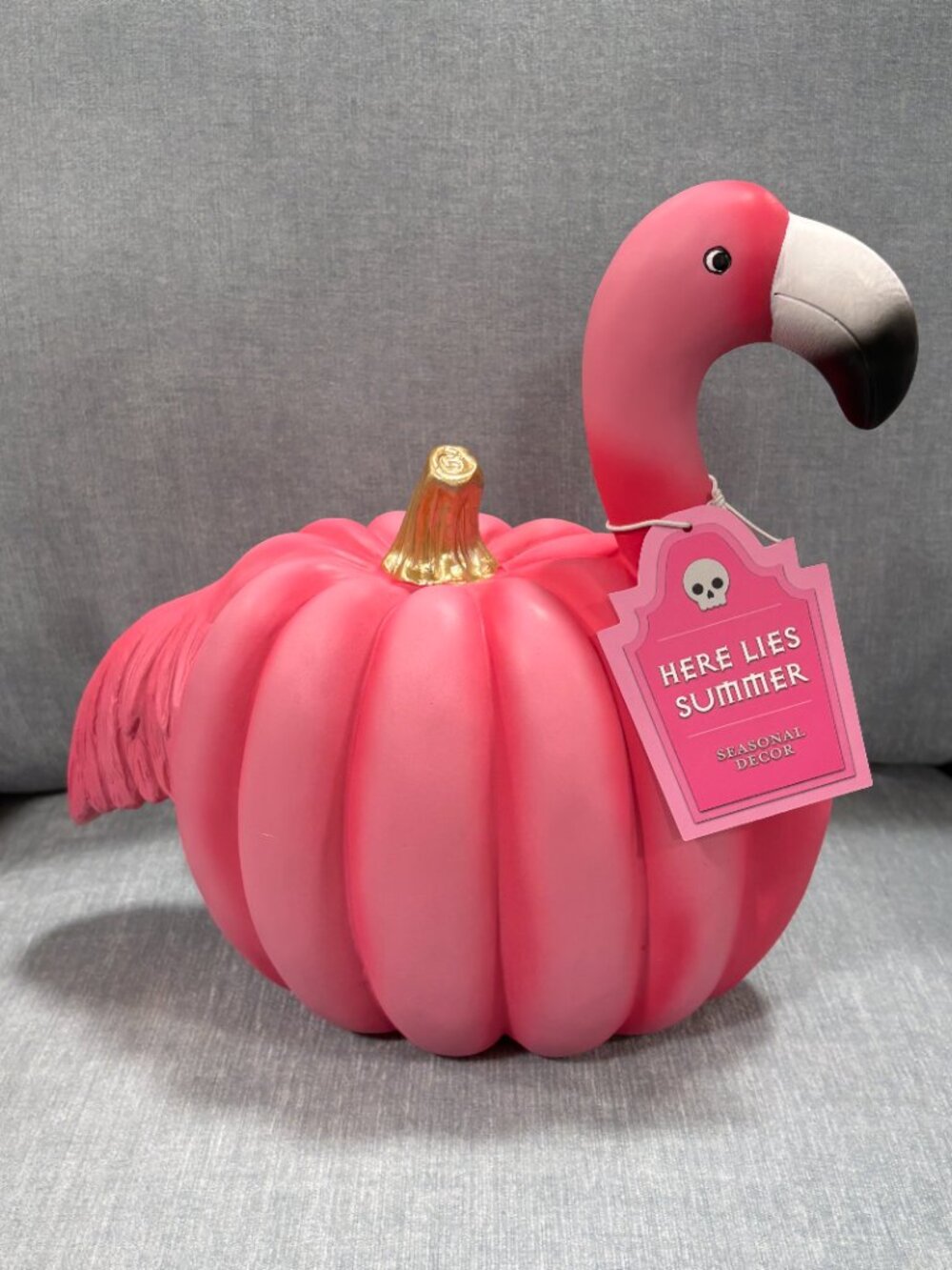 Halloween RARE Pink Flamingo Pumpkin Summerween  Resin Figure New
